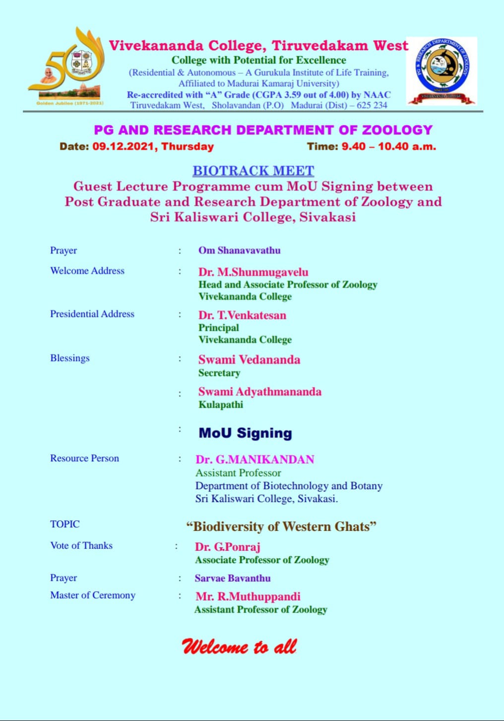 Biodiversity of Western Ghats-Department of Zoology – Vivekananda College